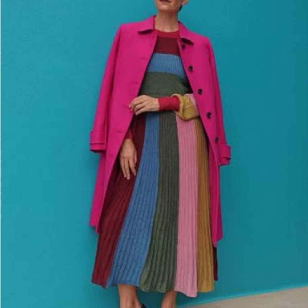 Boden Pink and Burgundy Striped Sweater